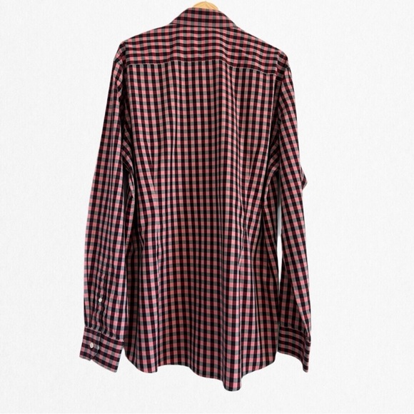 ETON Men’s CONTEMPORARY Fit Black & Raspberry Plaid Dress Shirt Size 46 18 - Picture 2 of 4